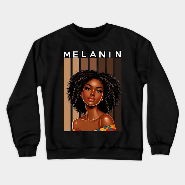 Melanin Shades Beauty Afrocentric Afro Queen Crewneck Sweatshirt by Merchweaver